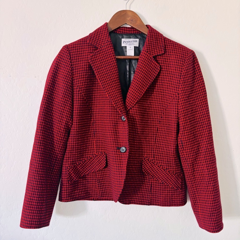 Pendleton Women's Checkered Red Blazer Jacket